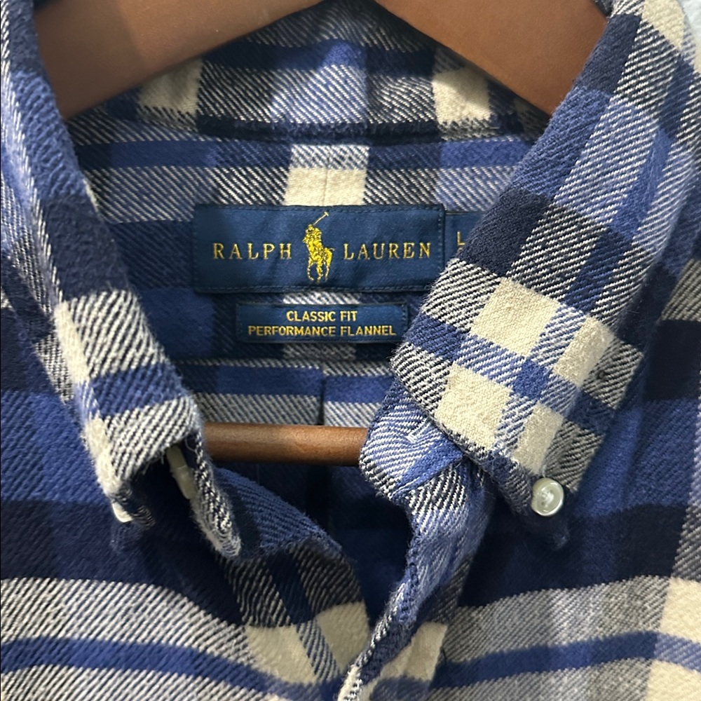 Polo Ralph Lauren‎ Shirt Mens Medium Blue Gray Plaid Flannel Button Up Preppy - Picture 3 of 7